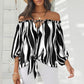 Striped Off-the-shoulder Chiffon Shirt Women's Long Sleeve