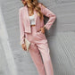 Solid Color Lapel Long Sleeve Dungarees Fashion Two-piece Suit