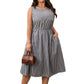 Contrast Color Striped Sleeveless Pocket Fashion Dress