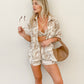 Women's Elegant Casual Fashion Short Sleeve Printed Shirt And Shorts Suit