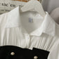 Stitching Double-breasted Waist Shirt