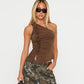One-shoulder Pleated Lace T-shirt Top