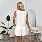 Casual Embroidery Sleeveless Tank Top Shorts Two-piece Set