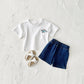 Children's Cartoon Dinosaur Embroidery Short Sleeved Set