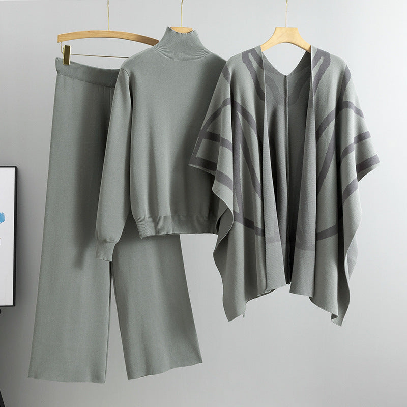 Casual Suit Women's Idle Style Knitwear Three-piece Set