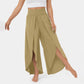 Pantalon de yoga ample fendu, taille haute, élastique, jambes larges, mode femme, vêtements polyvalents