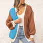 Women's Casual Knitted Cardigan Color Matching Long-sleeved Sweater