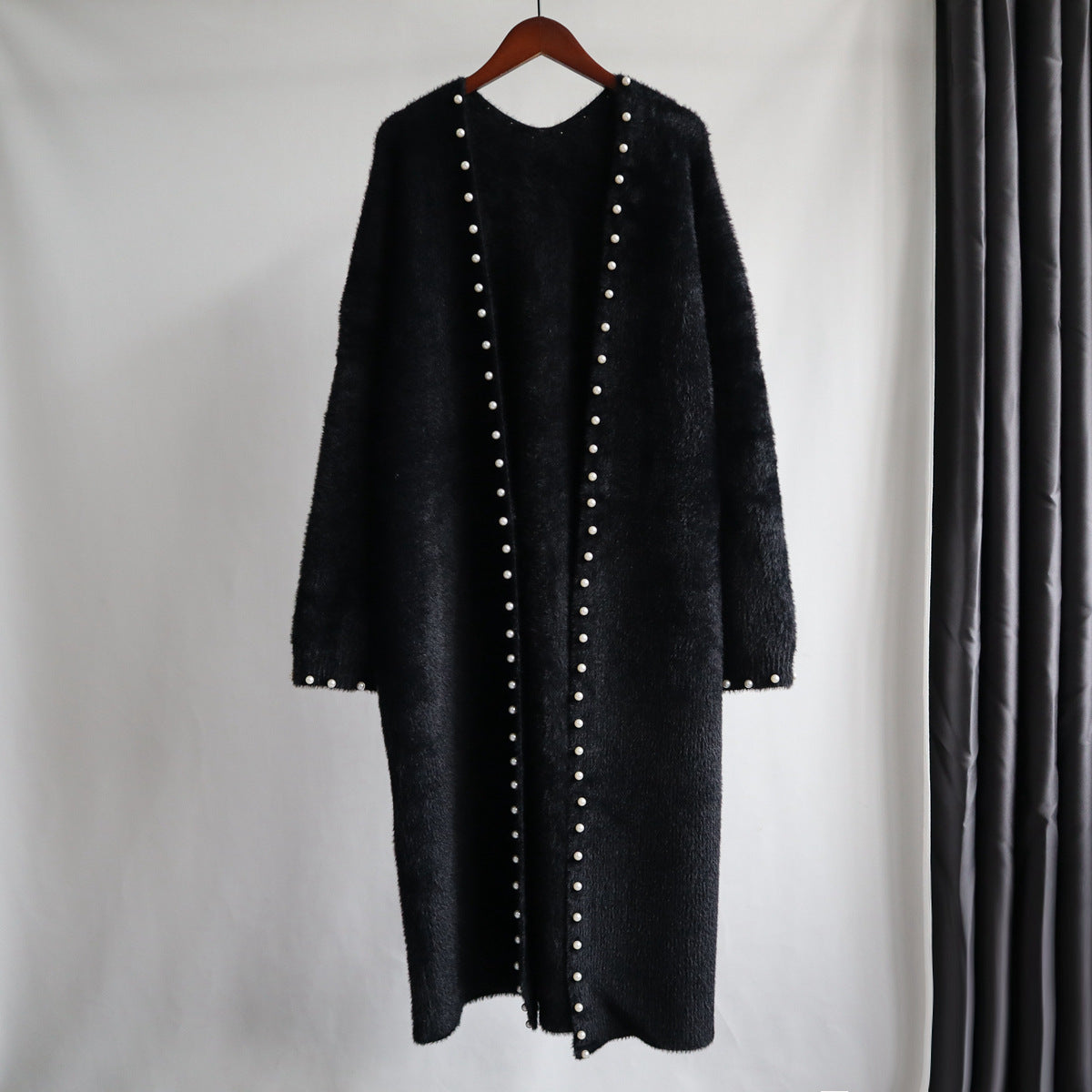 Women's Beaded Mink Fleece Knitted Cardigan