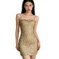 French-Style Delicate Champagne-Gold Hollowed-Out Camisole Dress