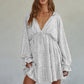 Robe drapée à lacets et col en V à paillettes pour femme
