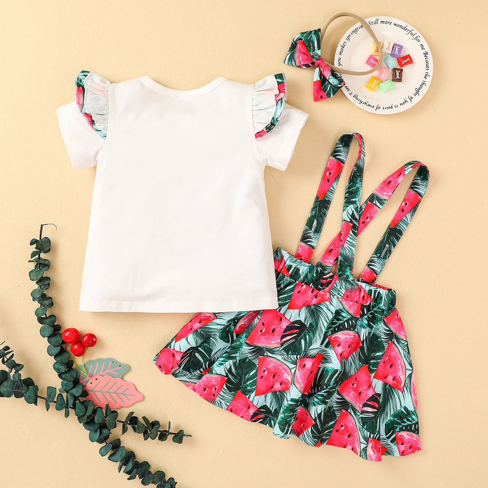 Foreign Trade Ins Skirt Suit Spring And Summer Print Cartoon Girl Skirt Suit
