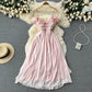 Super Fairy Temperament Sweet V-neck Pleated Pleated Skirt