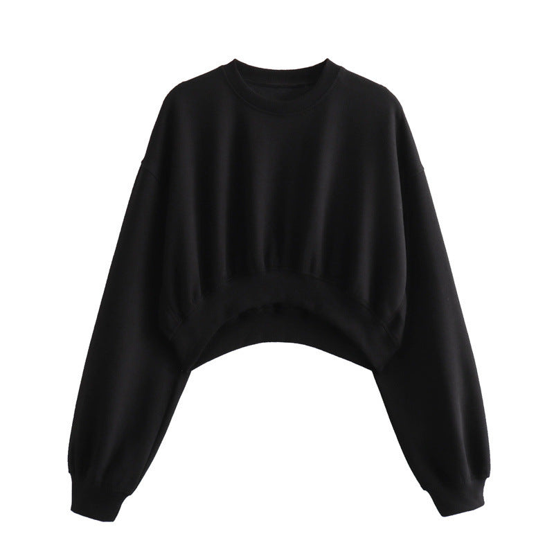Vêtements d'automne pour femmes, couleur unie, pull court basique, pantalon de jogging à lacets et bande à la cheville