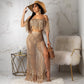 Hollow-out Handmade Tassel Off-shoulder Beach Skirt Suit