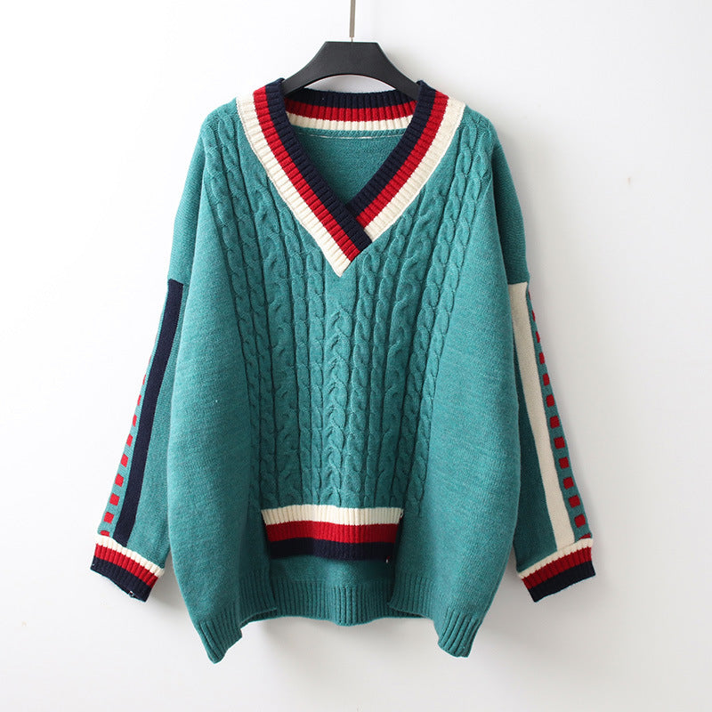 Striped Lazy Knit Pullover Bottoming Shirt