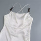 Chain Ornament Silk Satin Texture Dress