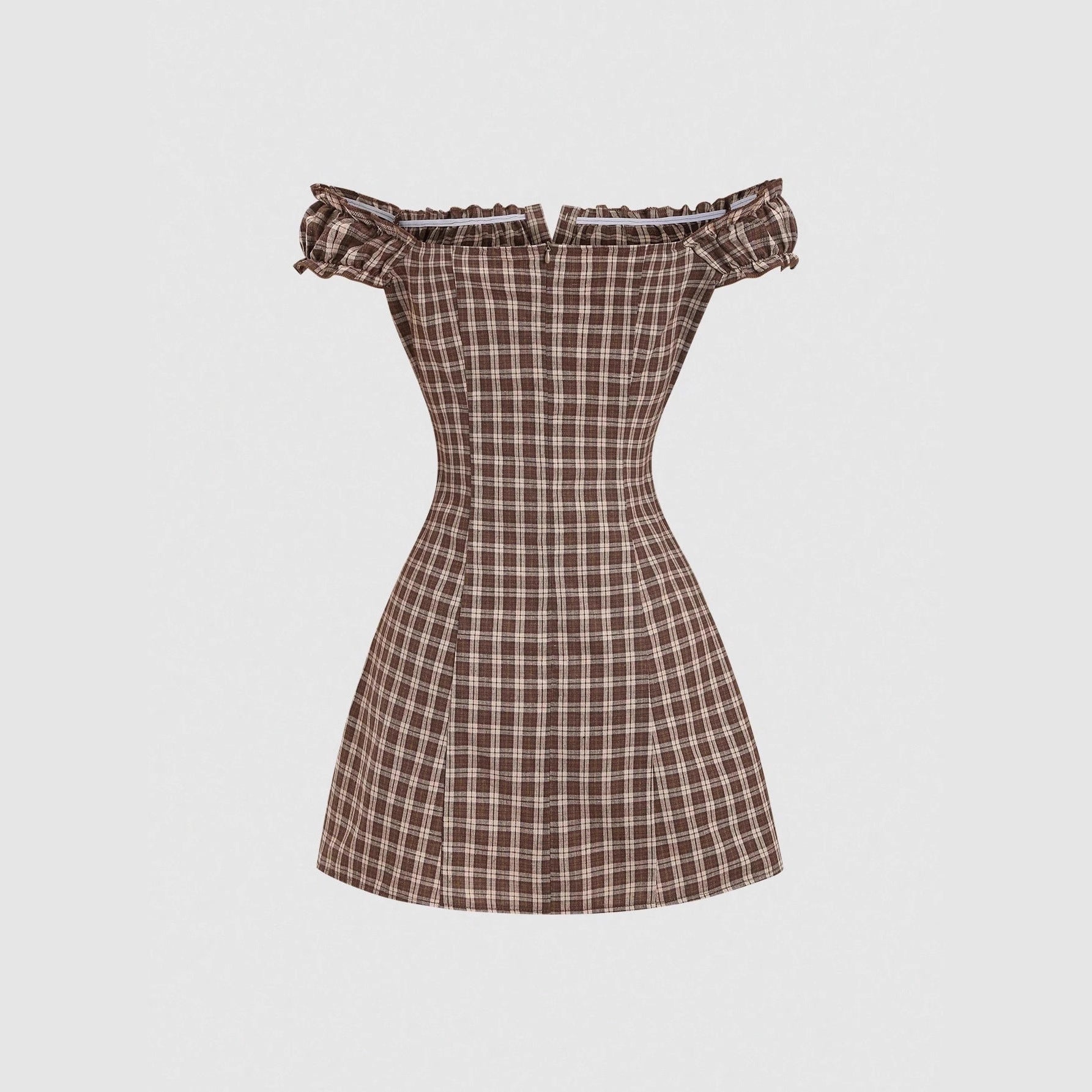 Women's New Arrival Plaid Printed Off-the-Shoulder Dress
