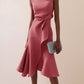 Women's Sleeveless Round Neck Red Temperament Dress