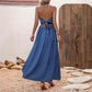 Women's Strap V-neck Dress With A Slit
