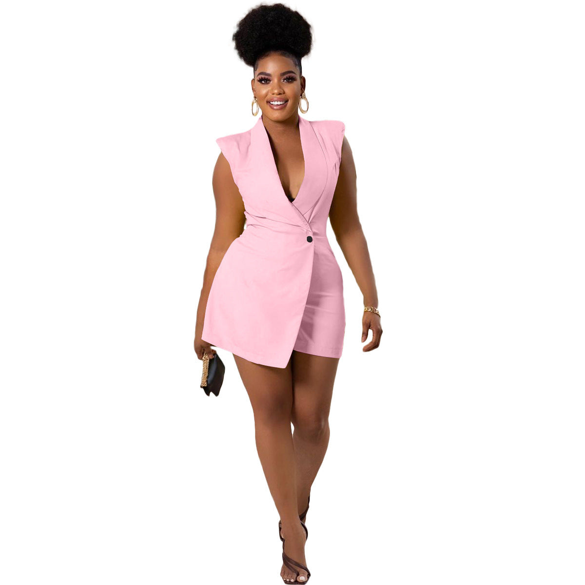 Casual Women's Solid Color Invisible Zipper Small Suit Jumpsuit