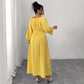 Deep V-neck Yellow High Waist Slimming Dress