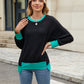 Pullover Knitting Loose Multicolor Top For Women