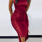 Fashion Casual Solid Color Leather Sleeveless Sheath Slim Fit Dress