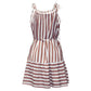 European And American Striped Print Suspender Stitching Casual Dress