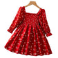 Autumn Girls' Long Sleeve French Puff Sleeve Princess Floral Skirt