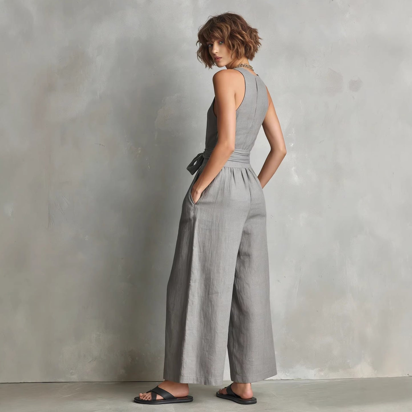 Elegant Commuter V-Neck Jumpsuit For Women