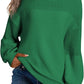Solid Color Lantern Sleeve Pullover Round Neck Sweater