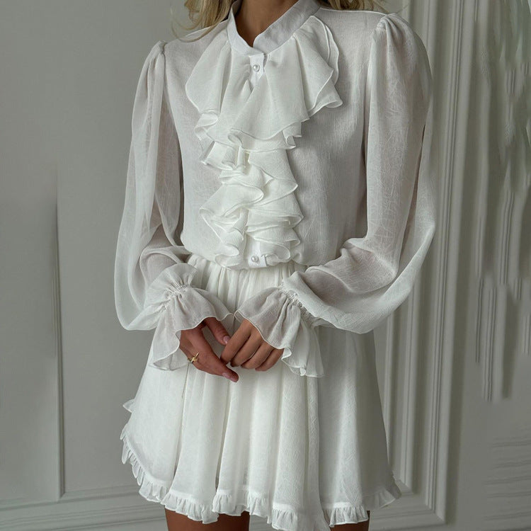 Robe courte à volants pour femme