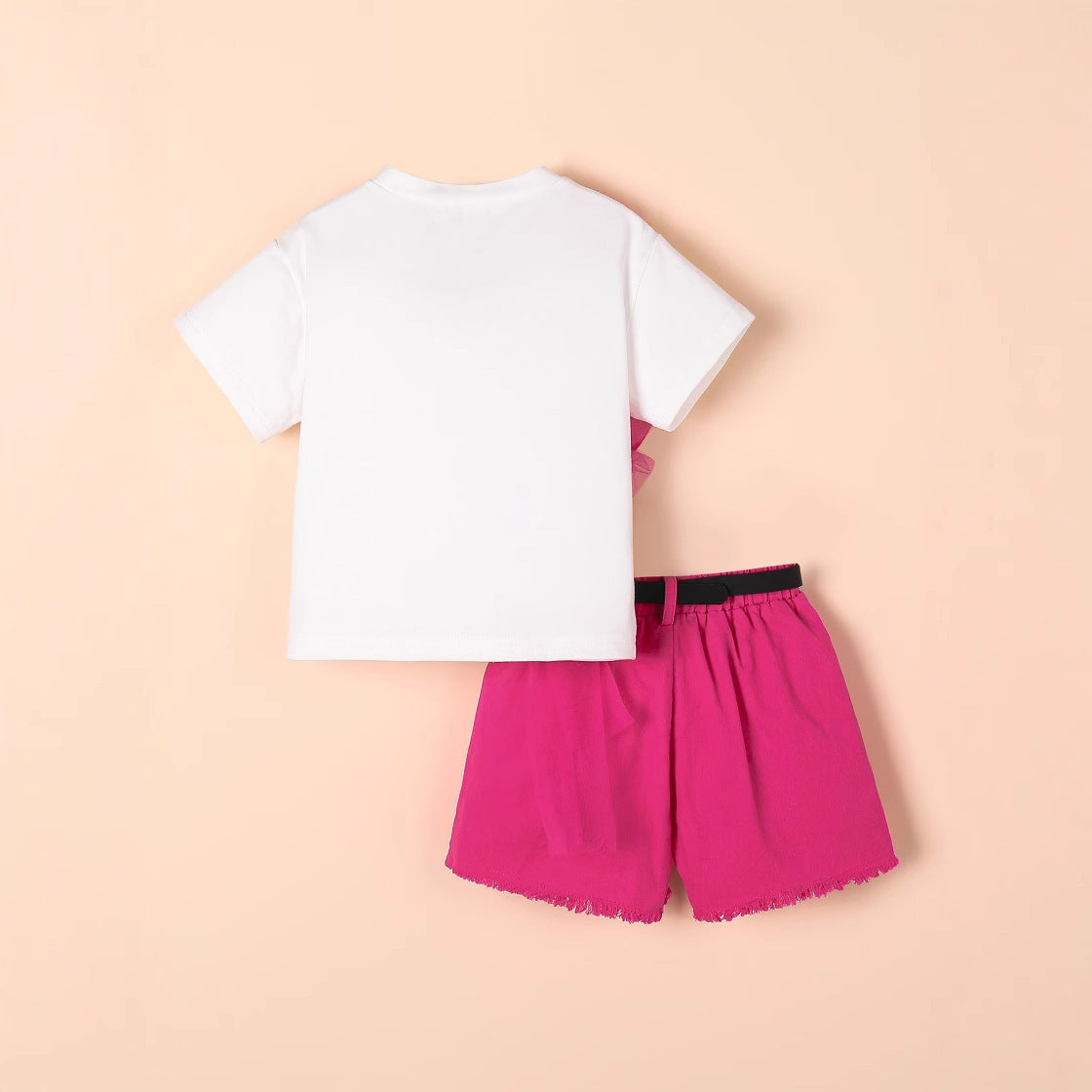 Design Short-sleeved T-shirt Denim Shorts Belt