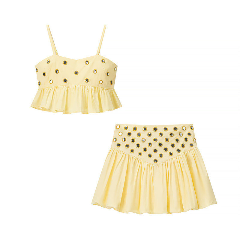 Sling Short Top High Waist Skirt