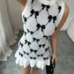 Women's Elegant French Chic Dress In Black And White