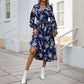 Autumn New European And American Women's Clothing Cross-border Long Sleeve Flower Print Dress