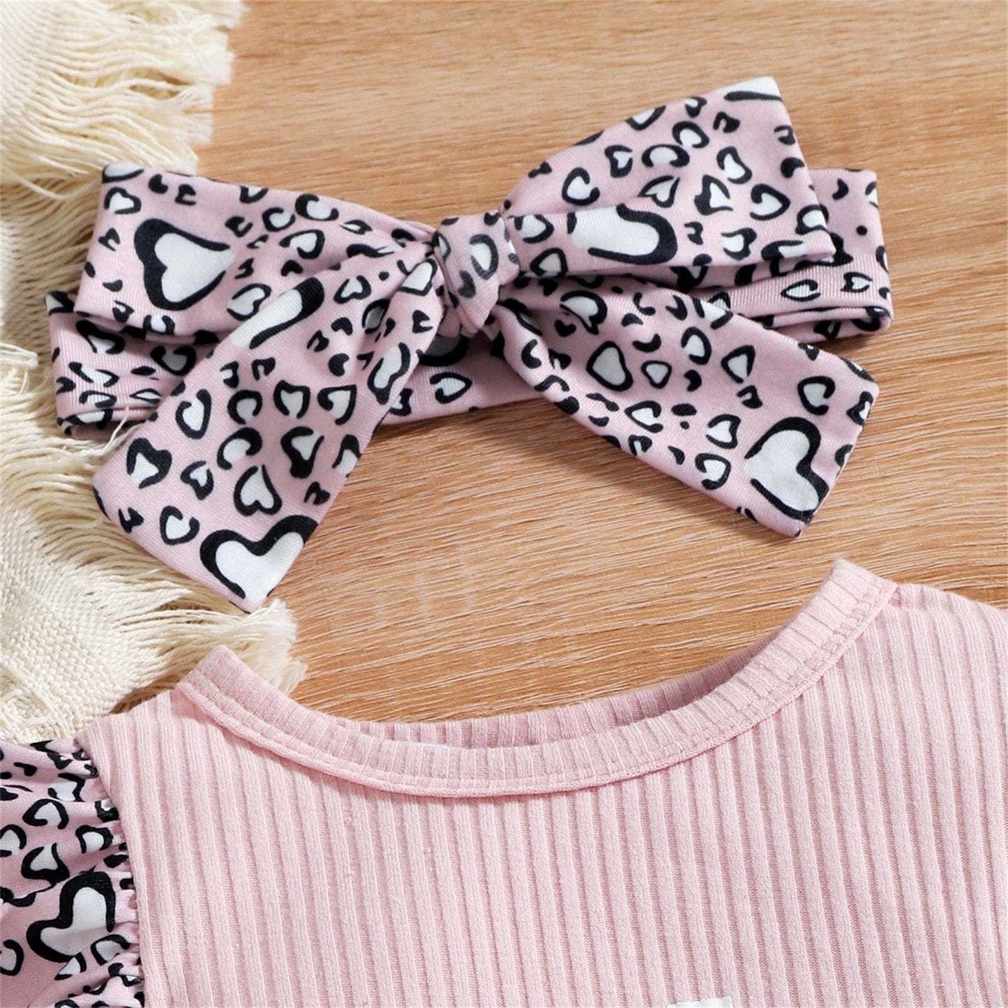 Baby Girls Leopard Print Romper With Headband