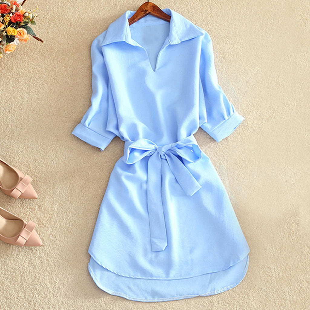 Summer New Loose Waist Chiffon Dress Women Mid-Length