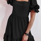 Short Sleeve Stitching Loose Solid Color Dress