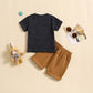 Bunny Letter Print Short-sleeve Top Solid Color Shorts Two-piece Set