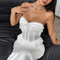 Pearl Rhinestone Lace Backless Tube Top