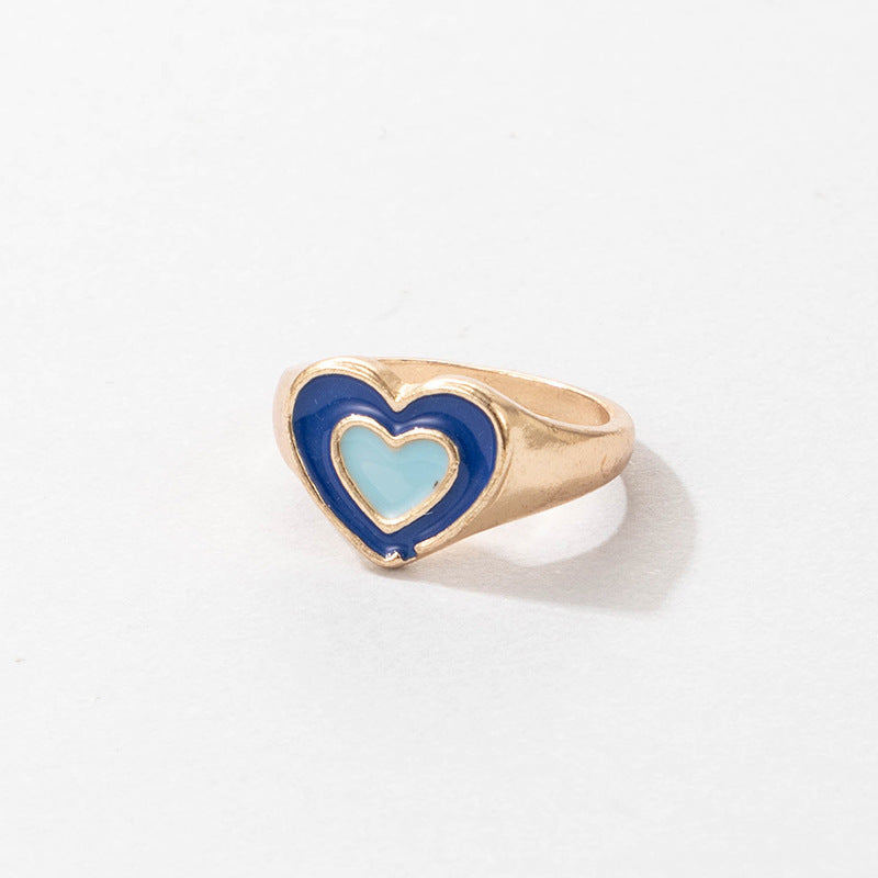 Cute Cartoon Dripping Oil Ins Wind Color Multi-element Single Ring