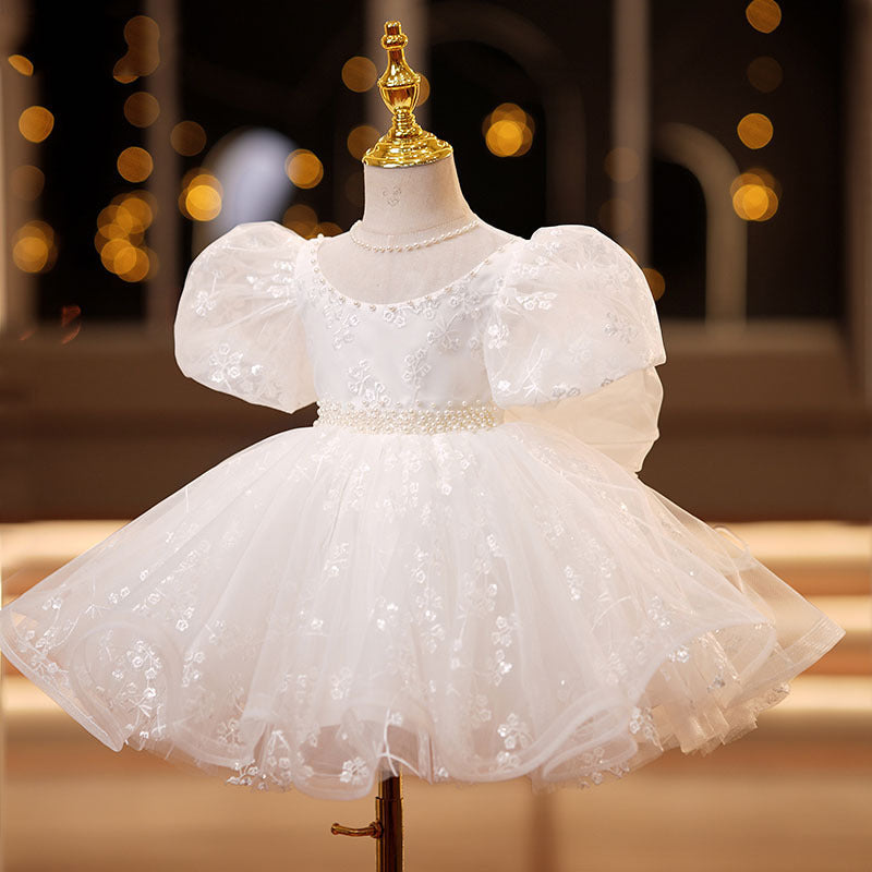 Girls' Dress White For Birthday Dinner