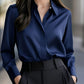 Long Sleeve Simple Blouse Lapel Versatile Loose