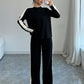 Trousers Suit European And American Autumn And Winter Women Color Contrast Patchwork Fashion Two-piece Suit