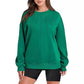 Pull ample et décontracté à col rond et plissé pour femme