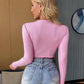 Women's Colorblock Checkered Pullover Irregular Long Sleeve Bottoming Shirt