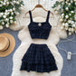 Square-neck Slip Dress With A High Waist Pleated Ruffled Hem