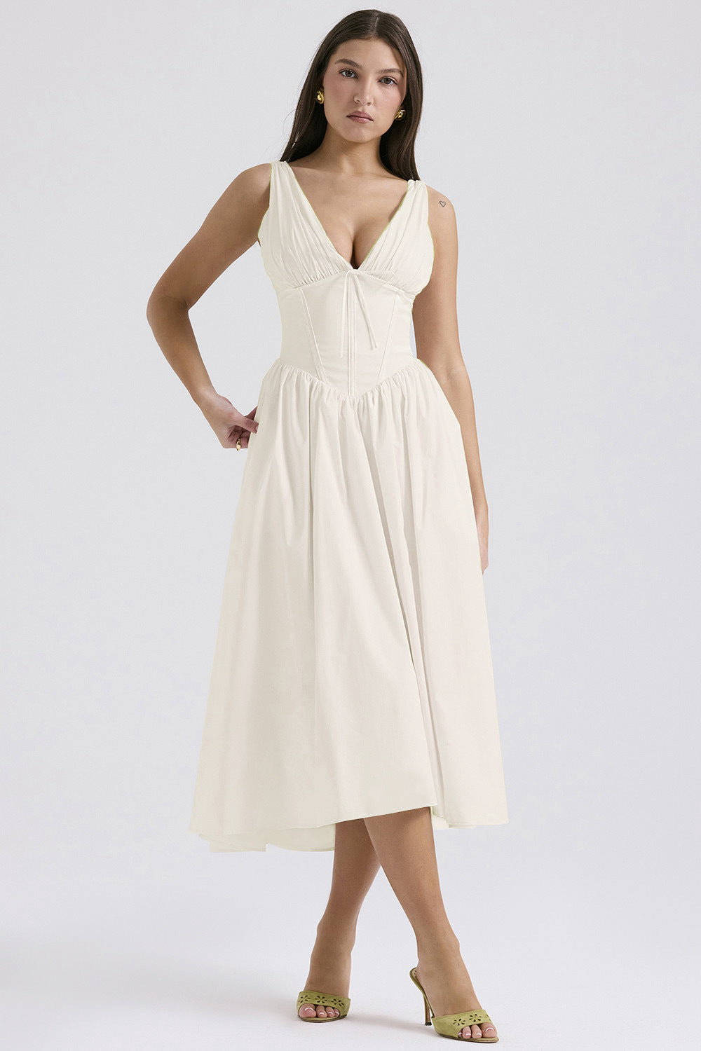 Robe longue à bretelles coupe ajustée, imprimé mode style européen et américain
