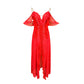 Multi-color Mesh Sequin Off-the-shoulder V-neck Split Dress